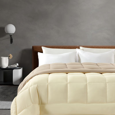 Beige Bicolour Microfiber Comforter King Size Soft Pre Washable White Microfiber Quilt