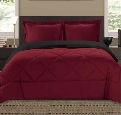 Red Black Bicolour 75gsm Microfiber Duvet Cover Set King Size Soft Pre Washable