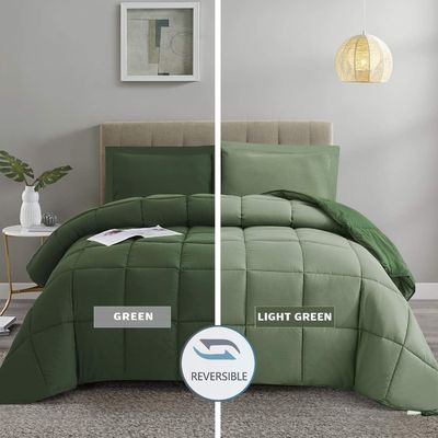 Tumble Dryable Bicolor Soft Microfiber Comforter Reversible Microfiber Quilt Set