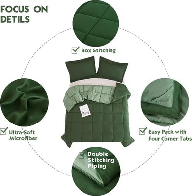 Tumble Dryable Bicolor Soft Microfiber Comforter Reversible Microfiber Quilt Set