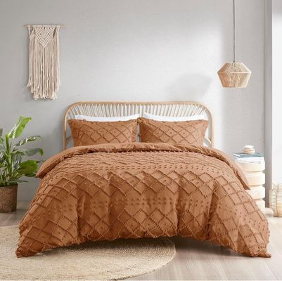 Bohemian Style Soft Jacquard Comforter Set Geometric Pattern Tufted 4 Piece Bedding Set