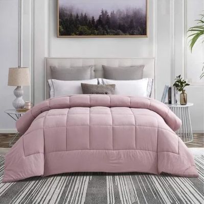 Queen Size Solid Microfiber Comforter Quilted All Season Pink Microfiber Comforter