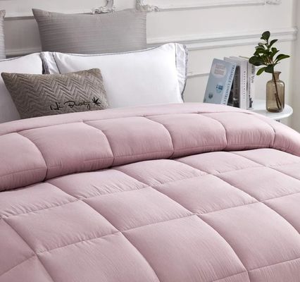Queen Size Solid Microfiber Comforter Quilted All Season Pink Microfiber Comforter