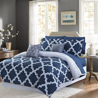 Blue Printed Microfiber Down Alternative Comforter King Size Microfiber Fill Comforter