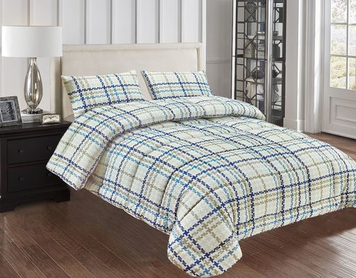 Plaid Printed Microfiber Comforter Queen Size Easy Care Super Soft Microfiber Comforter