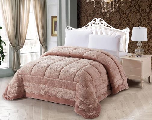 Luxury Flannel Pink Polyester Embossed Comforter Set For Ultimate Comfort And Warmth