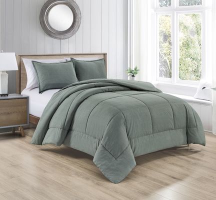 Medium Warmth Green 100% Cotton Comforter Polyester Fill Machine Washable / Hypoallergenic