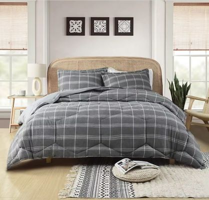 Quilted Stripe Cationic Comforter Grey Quilted  Polyester Filling Machine Washable