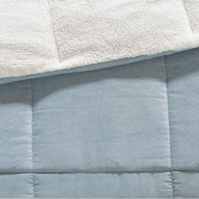 Super Soft Winter Fleece Comforter Blue 100% Polyester Fill Corduroy Blanket