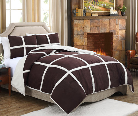 Brown Super Soft Microfleece Duvet Set Suede Comforter With 100% Polyester Filling
