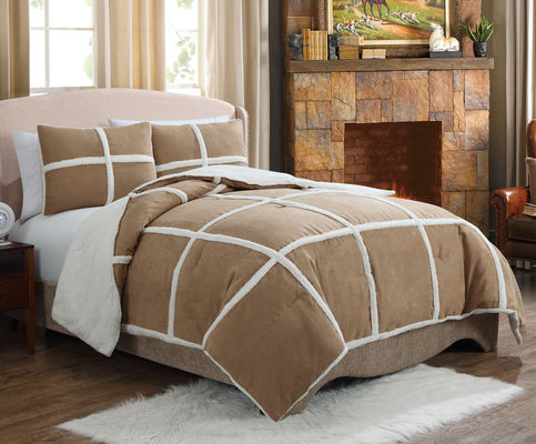 Winter Soft Suede Quilted Comforter Suede Duvet With Plush Polyester Filling