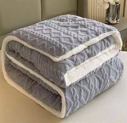Plush Blue Grey Fleece Comforter Cozy King Size Fleece Bedding Sherpa Filling