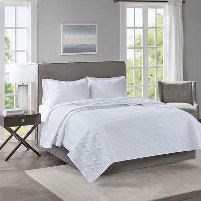 Mircofiber Ultrasonic King Bedspread Sets Hypoallergenic King Bed Quilt Geometry Design