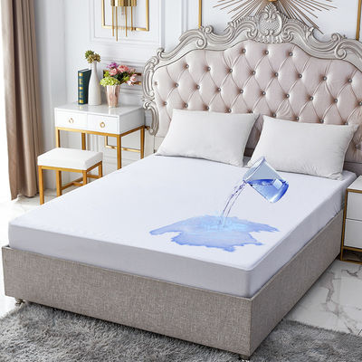 Cotton Polyester Waterproof Mattress Protector Cover Mattress Topper Queen With Elastic