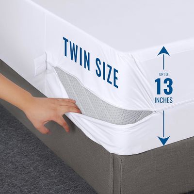 White Extra Firm Mattress Topper Cotton Poly Waterproof Mattress Cover With Zipper Closure