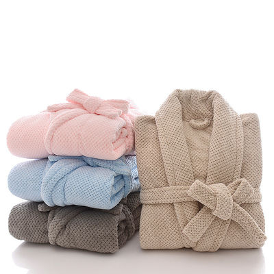 Thermal Terry Knitted Waffle Bathrobe All Season Waffle Weave Bathrobe For Men Women