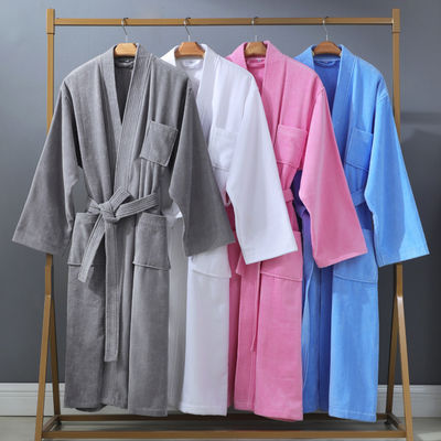 Custom Color Waffle Cotton Terry Cloth Robe Unisex Cotton / Coral Fleece Bathrobe