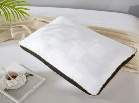 Soft Polyester Filled Pillow Breathable Cotton Gusseted Bed Pillow Machine Washable