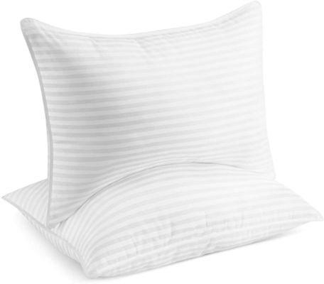 Soft 100% Cotton Pillow Satin Stripe Luxuriously Soft Thread Count White Pillowcase