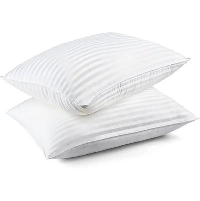 Rectangle Soft White Cotton Pillow Satin Stripe Hypoallergenic Polyester Filling Pillow