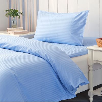 Sateen Stripe 233-400 Thread Count Cotton Bed Sheet Set Wrinkle Resistant / Hypoallergenic