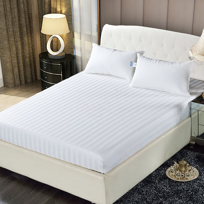 Cotton Sateen Stripe Bed Sheet Set 233/300/400 Thread Count All Season Comfort