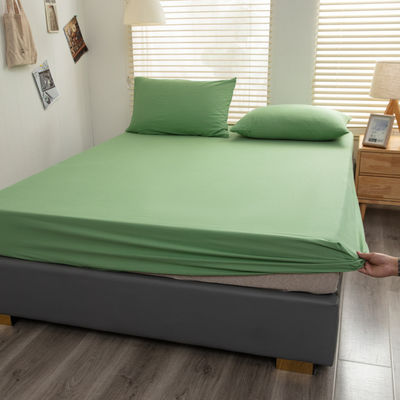 Hypoallergenic Green Cotton Bed Sheet Set 300TC Machine Washable for a Cozy and Healthy Nights Sleep