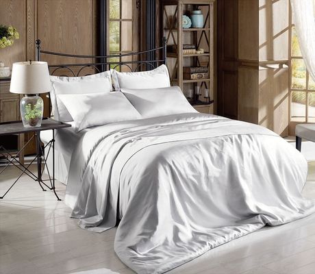 Sateen Weave Satin Fitted Bed Sheet White Black Gray Silk Satin Sheet Set