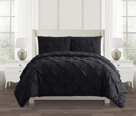 Gray Pleated Microfiber Duvet Set Microfibre Filled Duvet With Corner Ties Machine Washable