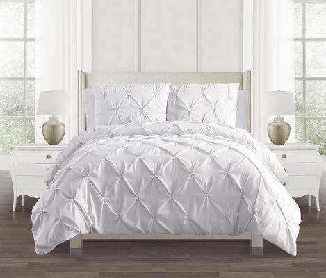 Soft Solid Microfiber Duvet Cover Wrinkle And Fade Resistant Pleated Duvet Cover Set
