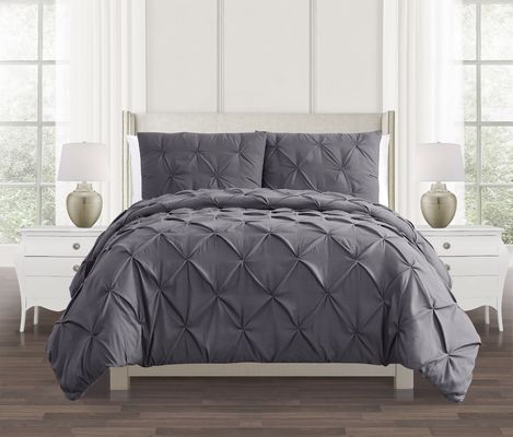 King Size Microfiber Pinch Pleat Duvet Cover With Corner Ties Solid Microfibre Quilt Cover