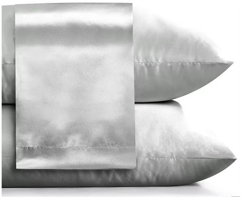 Satin Solid Pillowcase Set Machine Washable Hypoallergenic Cover