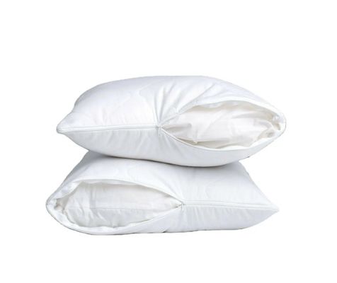 100% Cotton White Quilted Pillow Case Covers Antibacterial Pillow Protector Waterproof