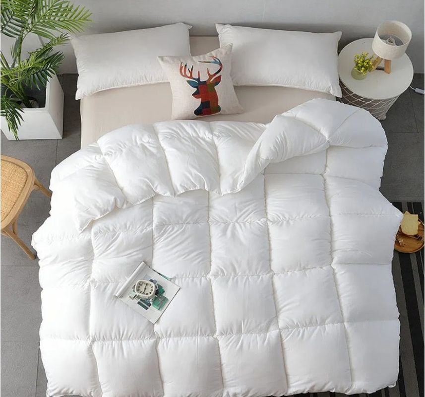 Quilted Winter White Down Alternative Comforter Quilt King Size Polyester Fill Microfiber