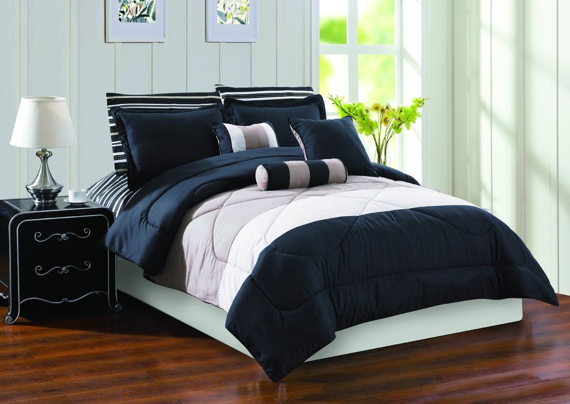 Home Black White Printed Microfiber Comforter Queen Size Microfiber Quilt For Winter