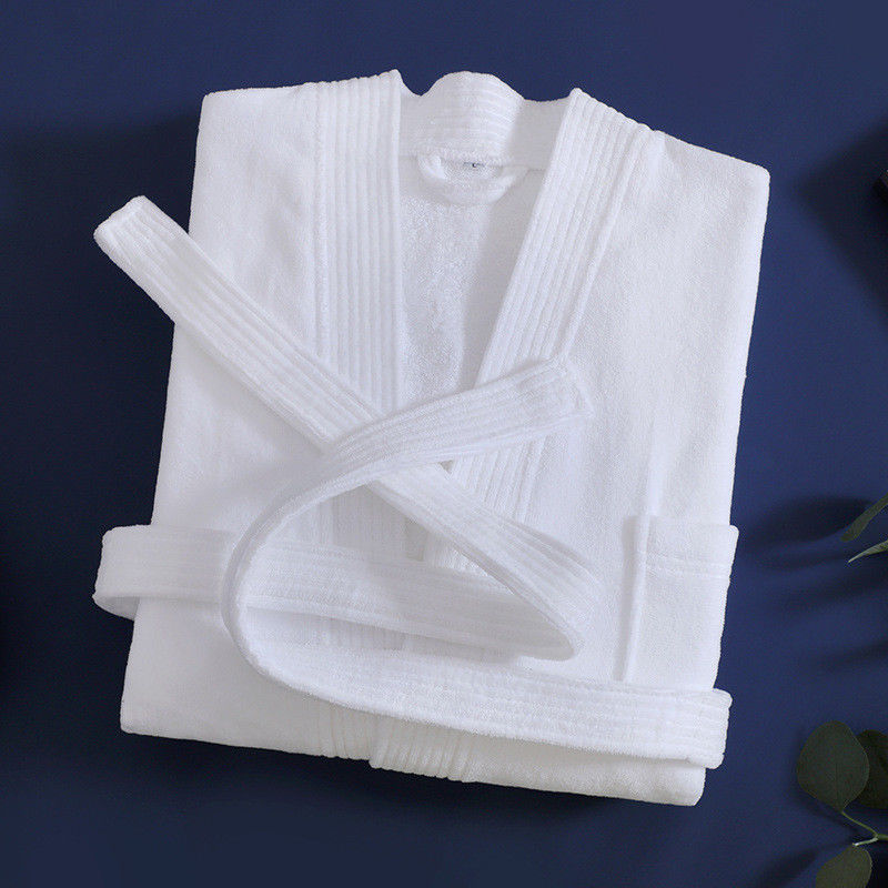 Luxury White Cotton Waffle Weave Bathrobe Quick Dry For All Season Comfort