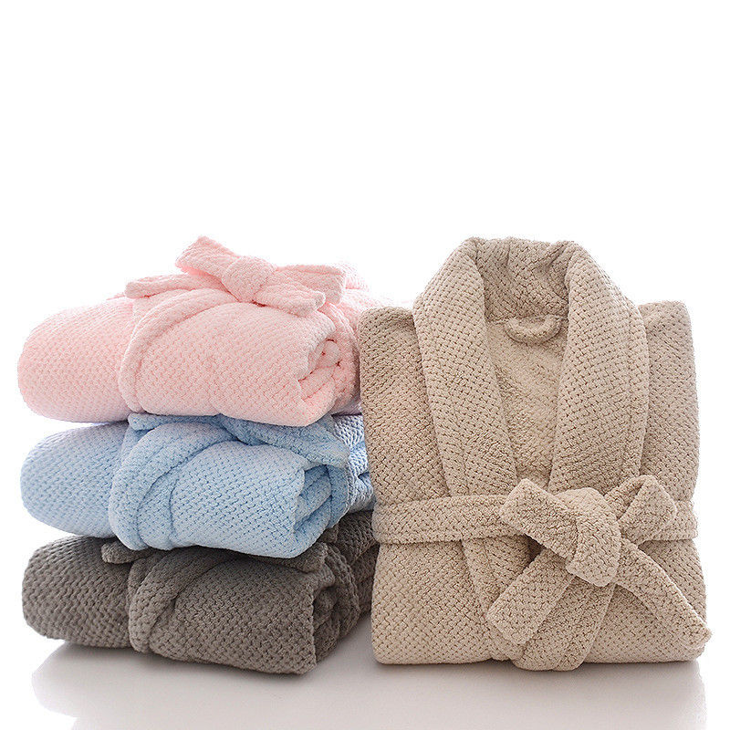 Thermal Terry Knitted Waffle Bathrobe All Season Waffle Weave Bathrobe For Men Women