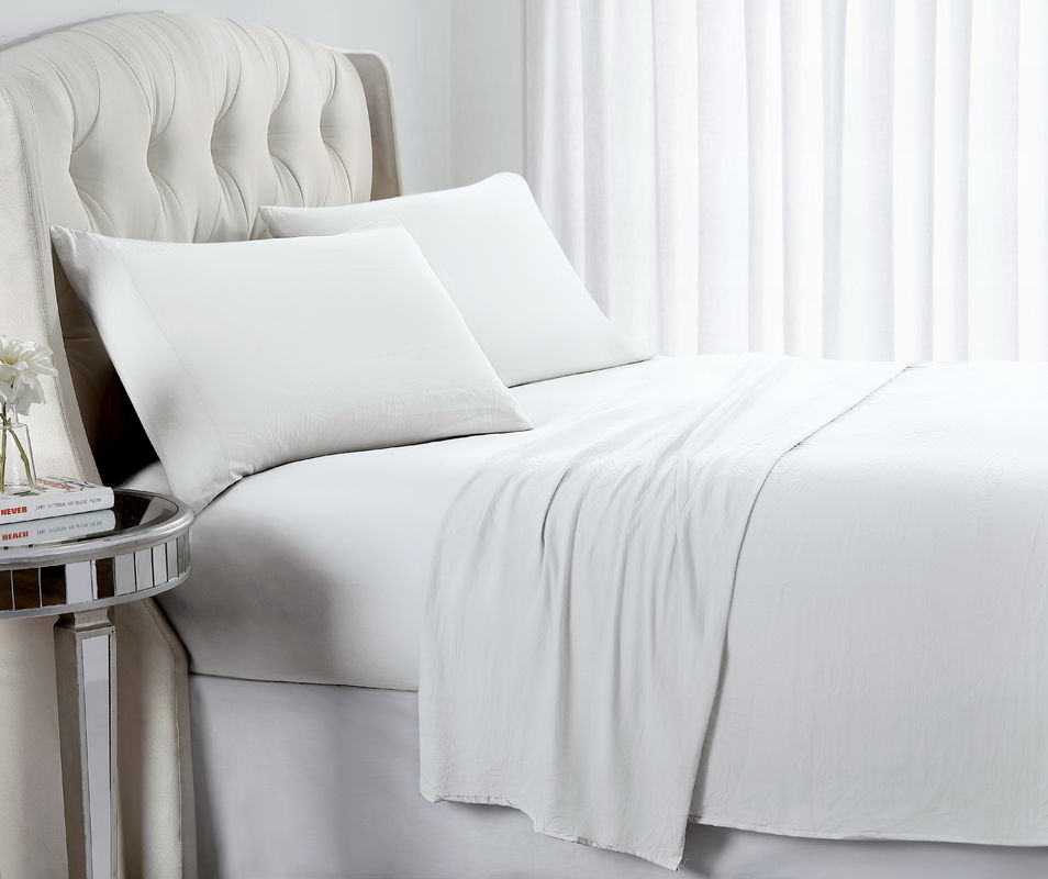 Soft Hypoallergenic Microfiber Fabric Bed Sheets In White Gray Beige Blue Custom Colors