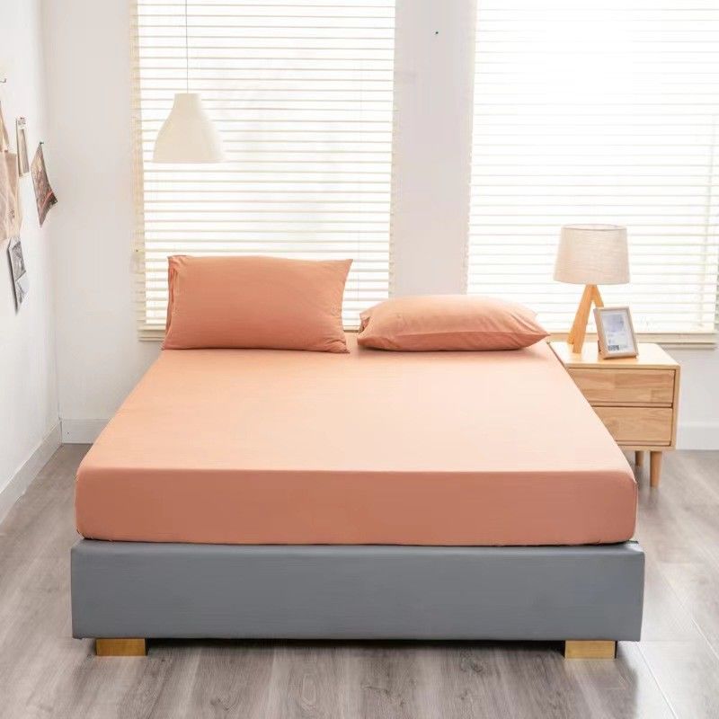 Hypoallergenic Plain Cotton Bed Sheet Set With 1 Fitted Sheet Cotton Bedsheet Queen Size