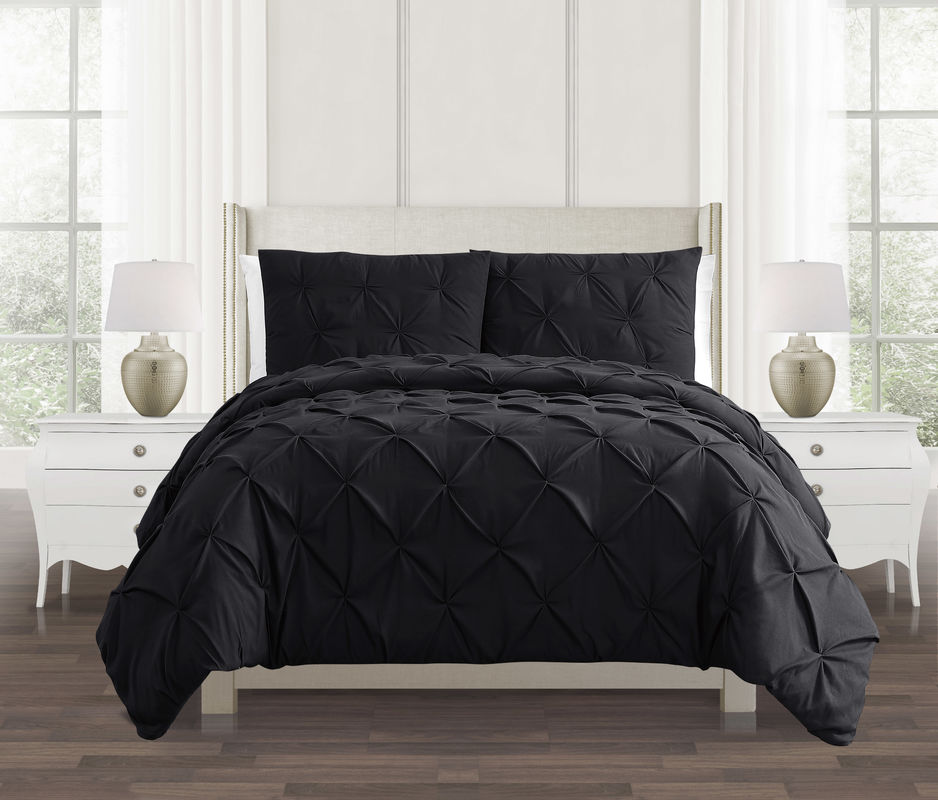 Gray Pleated Microfiber Duvet Set Microfibre Filled Duvet With Corner Ties Machine Washable