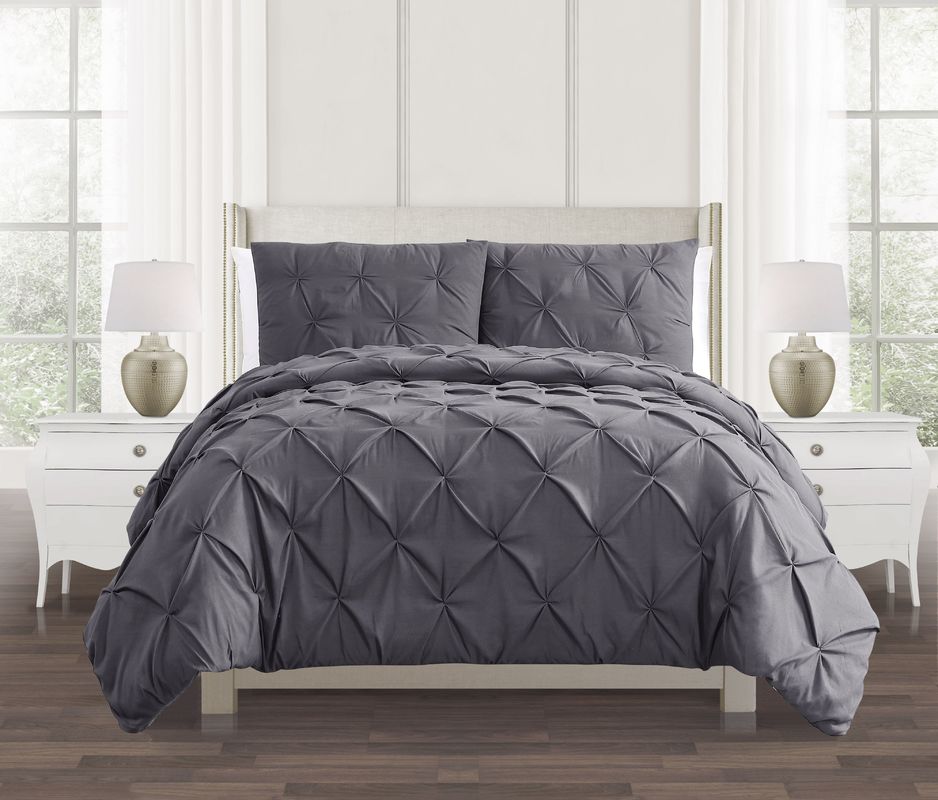 King Size Microfiber Pinch Pleat Duvet Cover With Corner Ties Solid Microfibre Quilt Cover